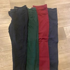 4 pairs of Old Navy Mid Rise Pixie Pants-black, forest green, navy, and maroon